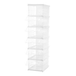 Thehotsale 6-Tier Foldable Angel White Shoes Box Plastic Shoes Box Assembly Required - thumbnail 3
