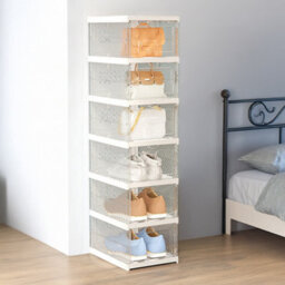 Thehotsale 6-Tier Foldable Angel White Shoes Box Plastic Shoes Box Assembly Required