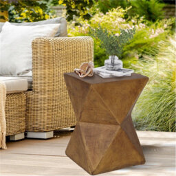 Geometric Concrete-Look Side Table For Outdoor
