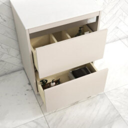 Royal Bathrooms Orion 600mm Warm Taupe Floor Standing Plain White Countertop Vanity Unit 2 Drawer With Cesar Basin & Chrome Accent Trim - thumbnail 4