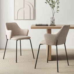 Costway Modern Dining Chairs Set Of 2 Upholstered Accent Chairs With Armrest - thumbnail 3
