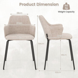 Costway Modern Dining Chairs Set Of 2 Upholstered Accent Chairs With Armrest - thumbnail 2