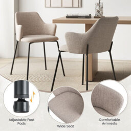 Costway Modern Dining Chairs Set Of 2 Upholstered Accent Chairs With Armrest - thumbnail 7