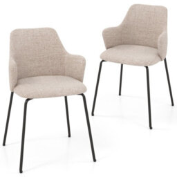 Costway Modern Dining Chairs Set Of 2 Upholstered Accent Chairs With Armrest - thumbnail 1