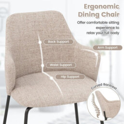 Costway Modern Dining Chairs Set Of 2 Upholstered Accent Chairs With Armrest - thumbnail 5