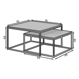 Kama 2 Piece Coffee Table Set Metal Base Legs Black With Light Concrete Tops Modern Matching Duo In Large And Small Sizes - thumbnail 4