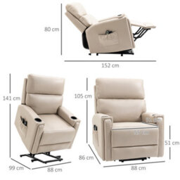 Homcom Lift Chair For Living Room, Recliner Chair With Vibration Massage, Heat - thumbnail 3