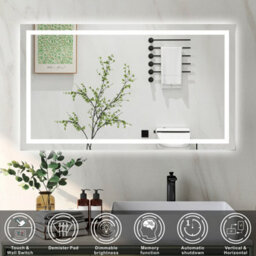 Probaty Bathrooms Bathroom Mirror 1200X800mm Dimmable Led With Anti-Fog Ip44 Rated Illuminated Backlit Wall Mounted Touch Switch Vanity Mirror - thumbnail 2