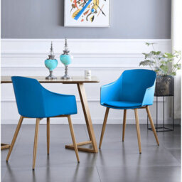 Life Interiors Single Blue Eden Modern Dining Chair, Faux Leather Padded Cushion & Solid Wooden Legs - thumbnail 9