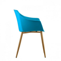 Life Interiors Single Blue Eden Modern Dining Chair, Faux Leather Padded Cushion & Solid Wooden Legs - thumbnail 3