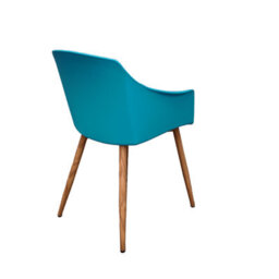 Life Interiors Single Blue Eden Modern Dining Chair, Faux Leather Padded Cushion & Solid Wooden Legs - thumbnail 4