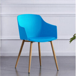Life Interiors Single Blue Eden Modern Dining Chair, Faux Leather Padded Cushion & Solid Wooden Legs - thumbnail 2