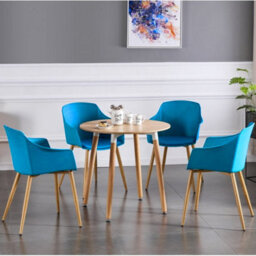 Life Interiors Single Blue Eden Modern Dining Chair, Faux Leather Padded Cushion & Solid Wooden Legs - thumbnail 7