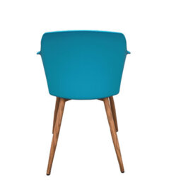 Life Interiors Single Blue Eden Modern Dining Chair, Faux Leather Padded Cushion & Solid Wooden Legs - thumbnail 5