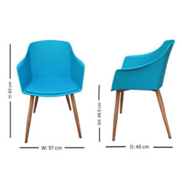 Life Interiors Single Blue Eden Modern Dining Chair, Faux Leather Padded Cushion & Solid Wooden Legs - thumbnail 6