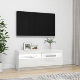 Vidaxl Tv Cabinet With Led Lights High Gloss White 100X35X40 Cm - thumbnail 6