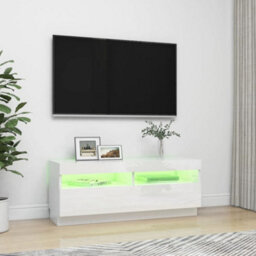 Vidaxl Tv Cabinet With Led Lights High Gloss White 100X35X40 Cm - thumbnail 4