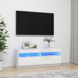 Vidaxl Tv Cabinet With Led Lights High Gloss White 100X35X40 Cm - thumbnail 1