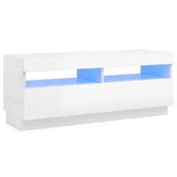 Vidaxl Tv Cabinet With Led Lights High Gloss White 100X35X40 Cm - thumbnail 2