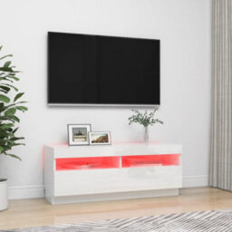 Vidaxl Tv Cabinet With Led Lights High Gloss White 100X35X40 Cm - thumbnail 3