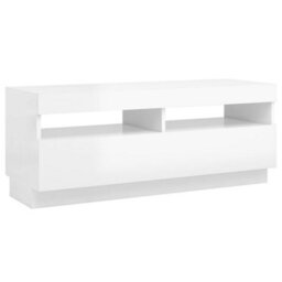 Vidaxl Tv Cabinet With Led Lights High Gloss White 100X35X40 Cm - thumbnail 8