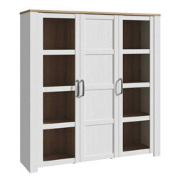 Wyld Haus Bohol Large 3-Door Display Cabinet In Riviera Oak And White Matt Finish - thumbnail 2