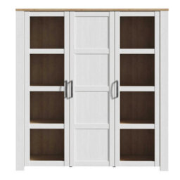 Wyld Haus Bohol Large 3-Door Display Cabinet In Riviera Oak And White Matt Finish - thumbnail 3