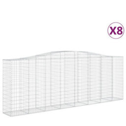 Berkfield Arched Gabion Baskets 8 Pcs 400X50X140/160 Cm Galvanised Iron - thumbnail 2