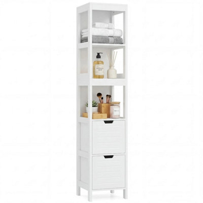 Tall Bathroom Storage Cupboard Narrow Freestanding Floor Cabinet - image 1