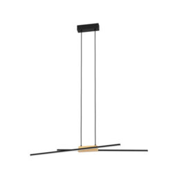 Eglo Panagria Modern Wood & Black Metal Pendant Light Wbs - thumbnail 2