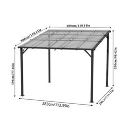 Breeins 3M W X 2.5M H Metal Pergola Wall-Mounted Patio Canopy With Grey Sun Panels - thumbnail 8