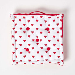 Homescapes Cotton Red Hearts Floor Cushion, 40 X 40 Cm - thumbnail 3