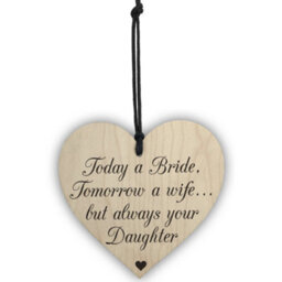 Red Ocean Bride Wife Daughter Wooden Hanging Heart Wedding Plaque - thumbnail 2