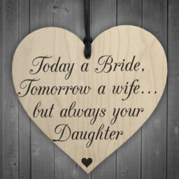 Red Ocean Bride Wife Daughter Wooden Hanging Heart Wedding Plaque