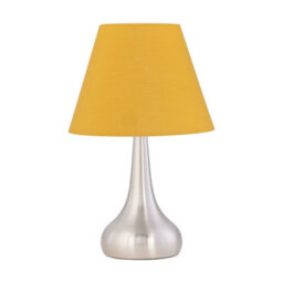 First Choice Lighting Romana - Brushed Chrome Touch Operated Table Lamp With Ochre Shade - thumbnail 1