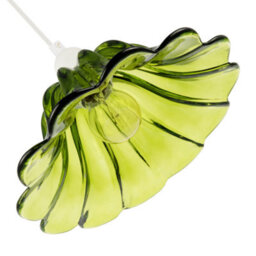 Happy Homewares Modern Scallop Moulded Glass Pendant Light Shade In Deep Forest Green - thumbnail 5
