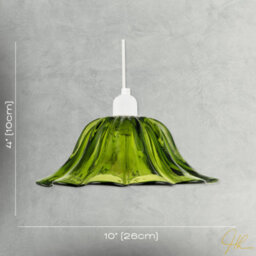 Happy Homewares Modern Scallop Moulded Glass Pendant Light Shade In Deep Forest Green - thumbnail 7