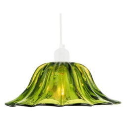 Happy Homewares Modern Scallop Moulded Glass Pendant Light Shade In Deep Forest Green - thumbnail 2