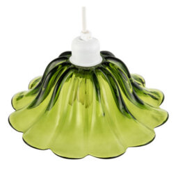 Happy Homewares Modern Scallop Moulded Glass Pendant Light Shade In Deep Forest Green - thumbnail 3