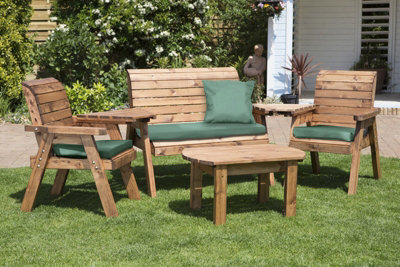 Charles Taylor Trading Four Seater Multi Set With Cushions - W310 X D150 X H98 - Fully Assembled - Green - image 1