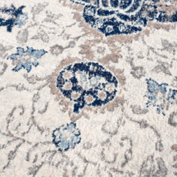 The Rugs Montana Navy Cream Oriental Area Rug And Runner Soft Durable Pet Friendly Easy To Clean Living Room Bedroom 3922N - thumbnail 2