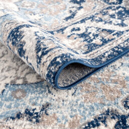 The Rugs Montana Navy Cream Oriental Area Rug And Runner Soft Durable Pet Friendly Easy To Clean Living Room Bedroom 3922N - thumbnail 4