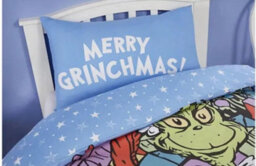 Homespace Direct Ltd Grinch Sleigh Shaped Blue Christmas Duvet Cover Set Single Bedding Set - thumbnail 3