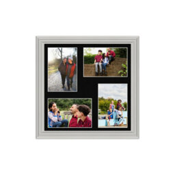 AK Frames 12X12 Light Grey Classic Multi Photo Frame With Black Mount - Holds 4 Apertures (4X) 6X4 Photos - thumbnail 1