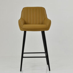 Lakeland Furniture Hamilton Light Tan Brown Faux Leather Black Fixed Leg Base Bar Stool - thumbnail 3
