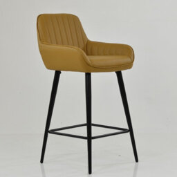 Lakeland Furniture Hamilton Light Tan Brown Faux Leather Black Fixed Leg Base Bar Stool - thumbnail 4