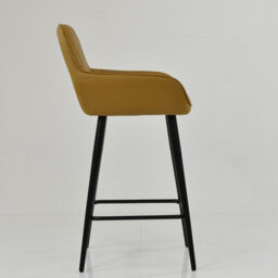 Lakeland Furniture Hamilton Light Tan Brown Faux Leather Black Fixed Leg Base Bar Stool - thumbnail 5