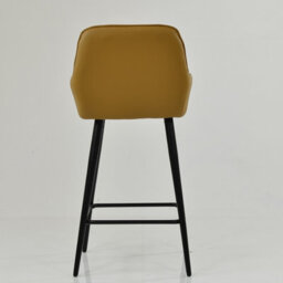 Lakeland Furniture Hamilton Light Tan Brown Faux Leather Black Fixed Leg Base Bar Stool - thumbnail 6