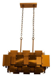 Orsina Metal Brass Finish Pendant Light With Eight Bulbs, Modern Minimalist Chandelier With Bold Square Frames - thumbnail 4