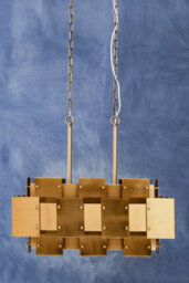 Orsina Metal Brass Finish Pendant Light With Eight Bulbs, Modern Minimalist Chandelier With Bold Square Frames - thumbnail 2